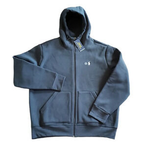 New Mens Polo Ralph Lauren Double Knit Black Fleece Full Zip Hoodie Track Jacket